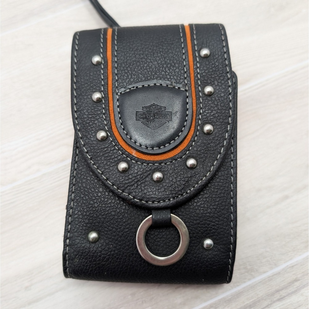 Harley Davidson Premium Leather 4.75" Accessory Case w/Belt Loop & Wrist Strap